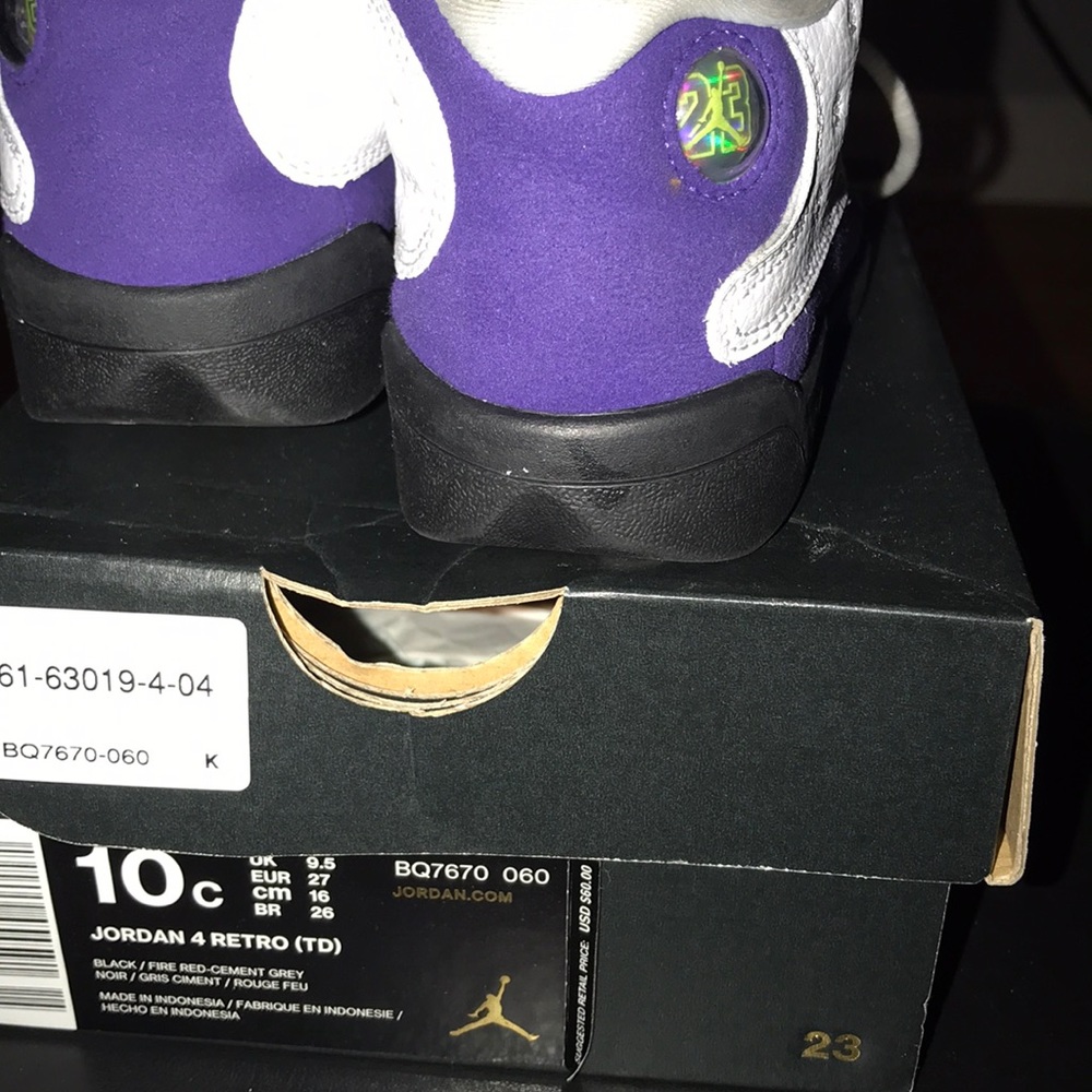 Jordan’s retro Unisex10c purple white yellow black